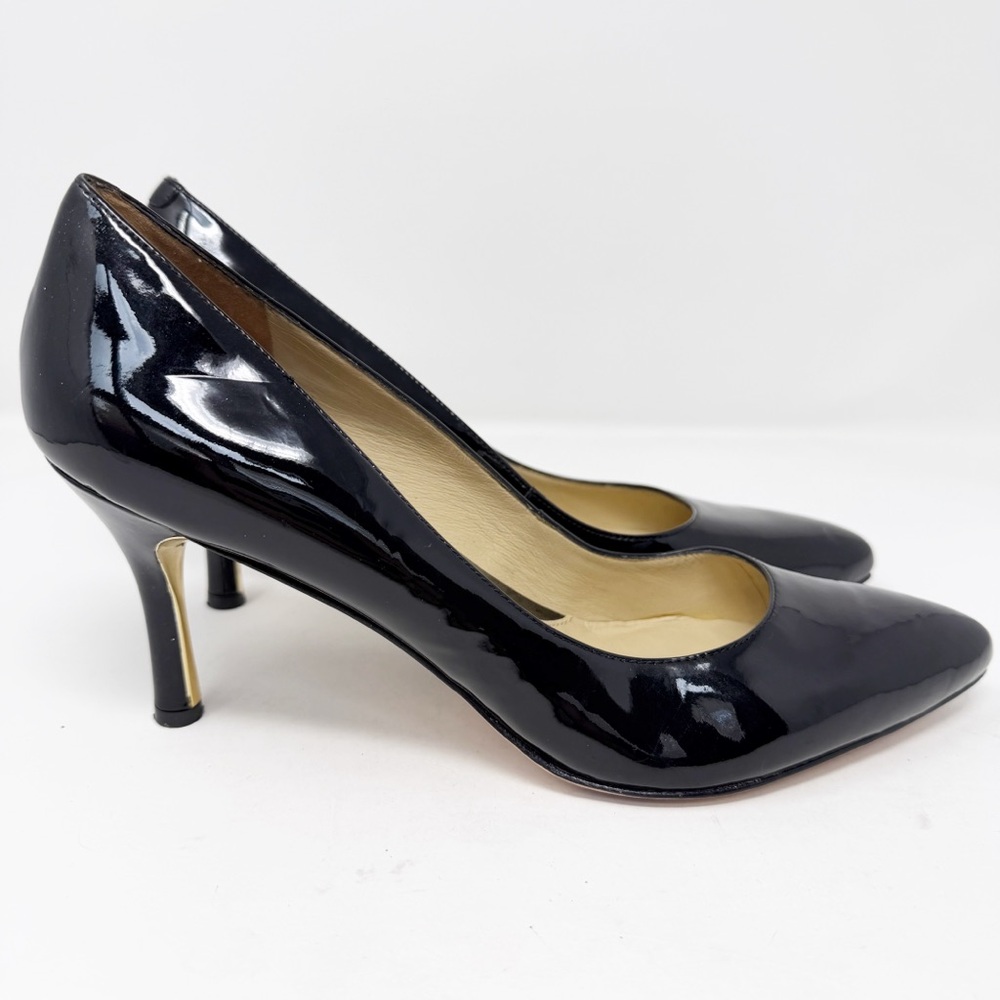 Carolinna Espinosa Black Patent Leather Pumps 10M Pointed Toe Stiletto Heels